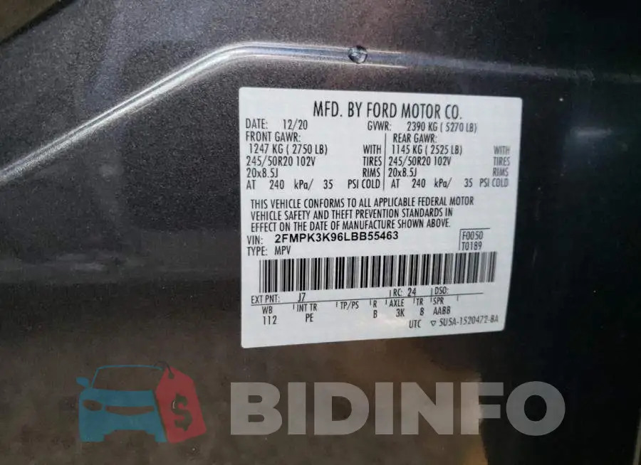 2FMPK3K96LBB55463 Photo# 10