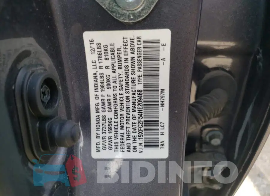 19XFC2F54HE209468 Photo# 10
