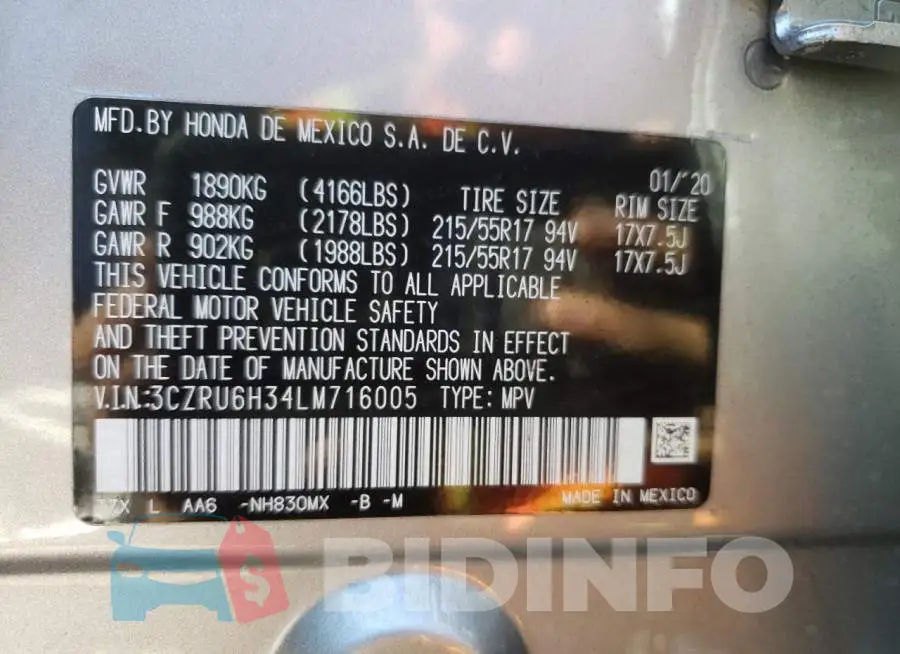 3CZRU6H34LM716005 Photo# 10
