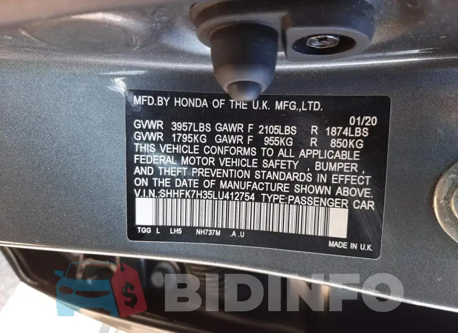 SHHFK7H35LU412754 Photo# 10