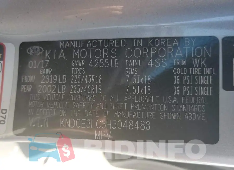 KNDCE3LC3H5048483 Photo# 10