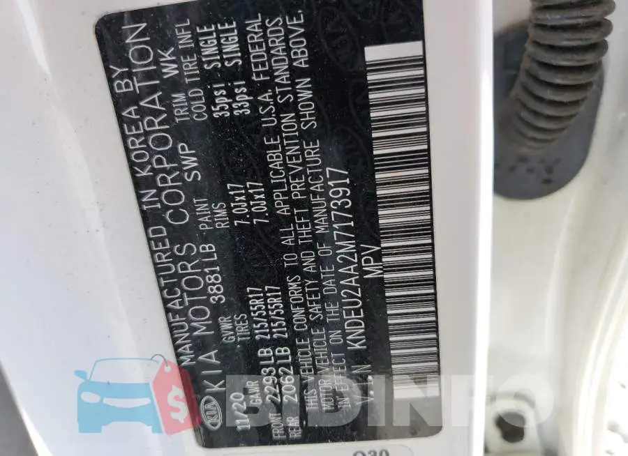 KNDEU2AA2M7173917 Photo# 10