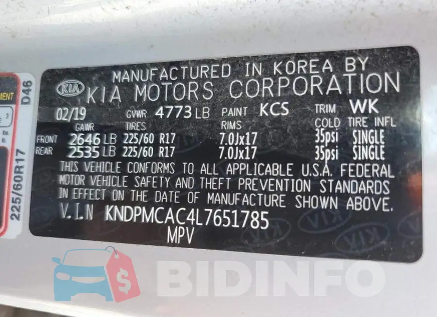 KNDPMCAC4L7651785 Photo# 10