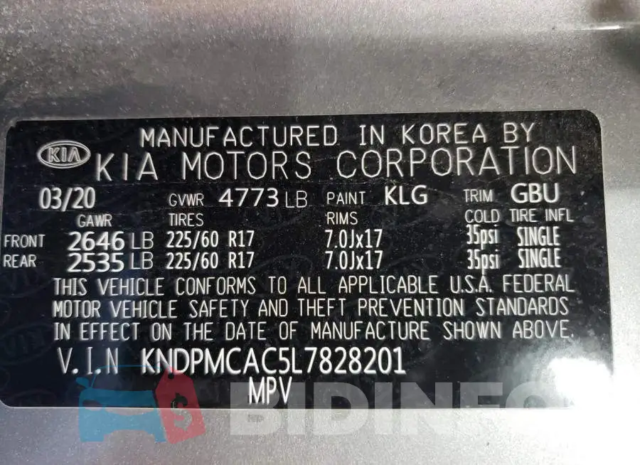 KNDPMCAC5L7828201 Photo# 10
