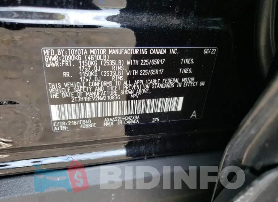2T3H1RFV2NW210836 Photo# 10
