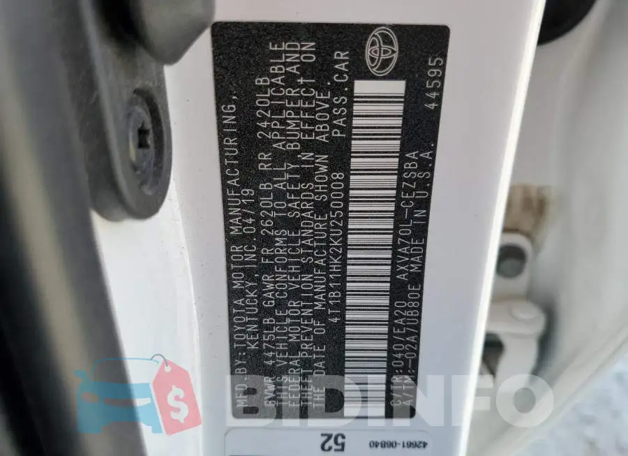 4T1B11HK2KU250008 Photo# 10
