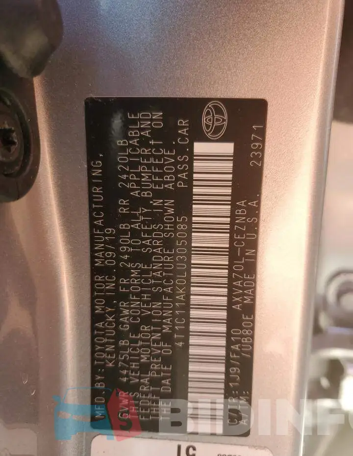 4T1C11AK0LU305085 Photo# 10