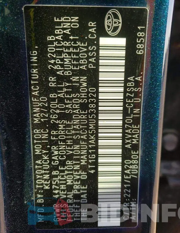4T1G11AK5MU538320 Photo# 10