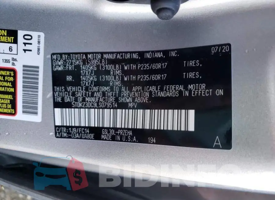 5TDKZ3DC9LS079514 Photo# 10