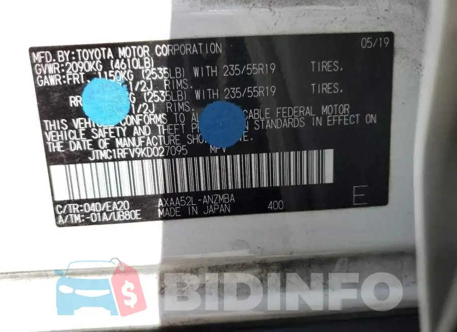 JTMC1RFV9KD027095 Photo# 10