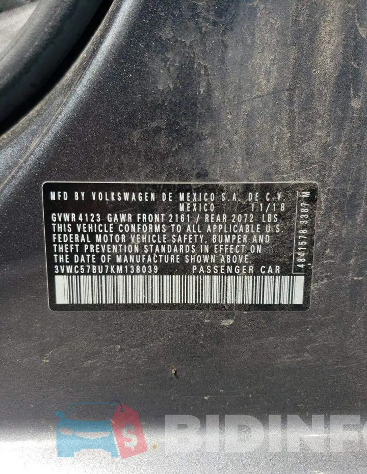3VWC57BU7KM138039 Photo# 10