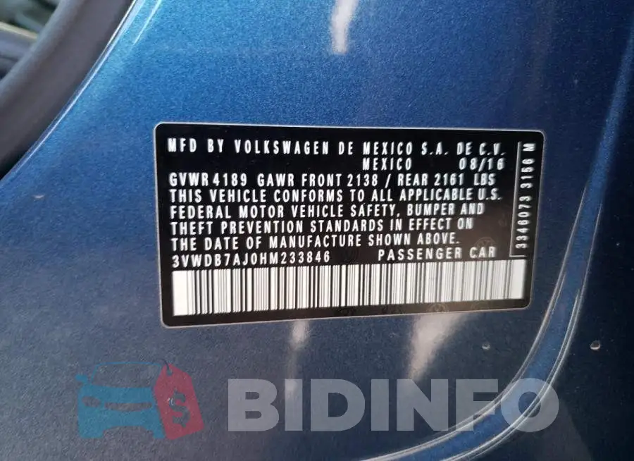 3VWDB7AJ0HM233846 Photo# 10