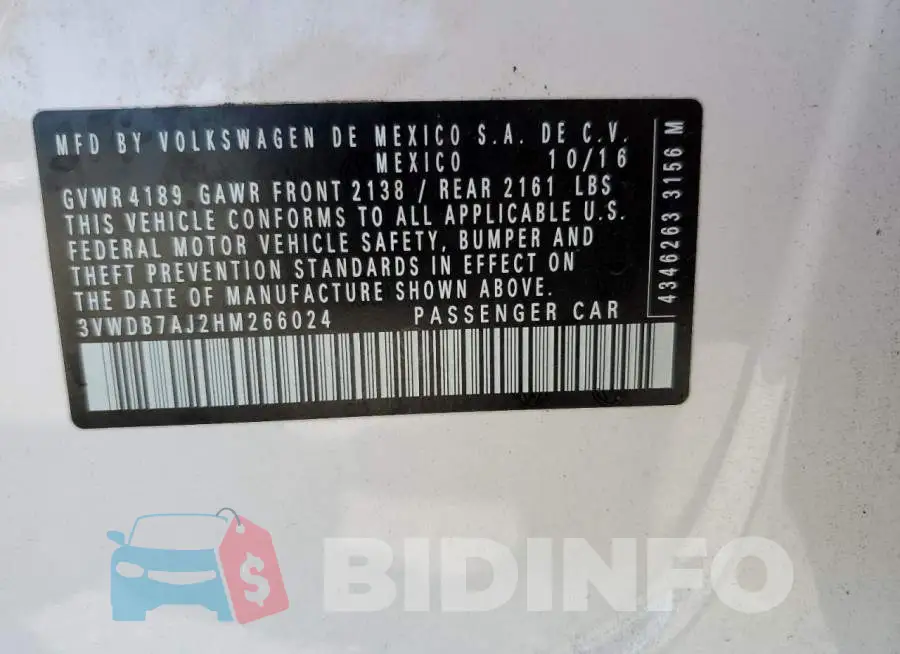 3VWDB7AJ2HM266024 Photo# 10