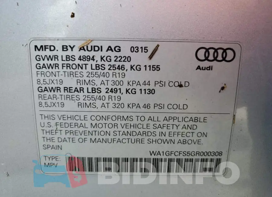WA1GFCFS5GR000308 Photo# 10
