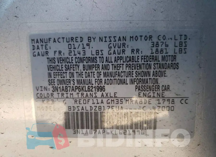 3N1AB7AP6KL621996 Photo# 10