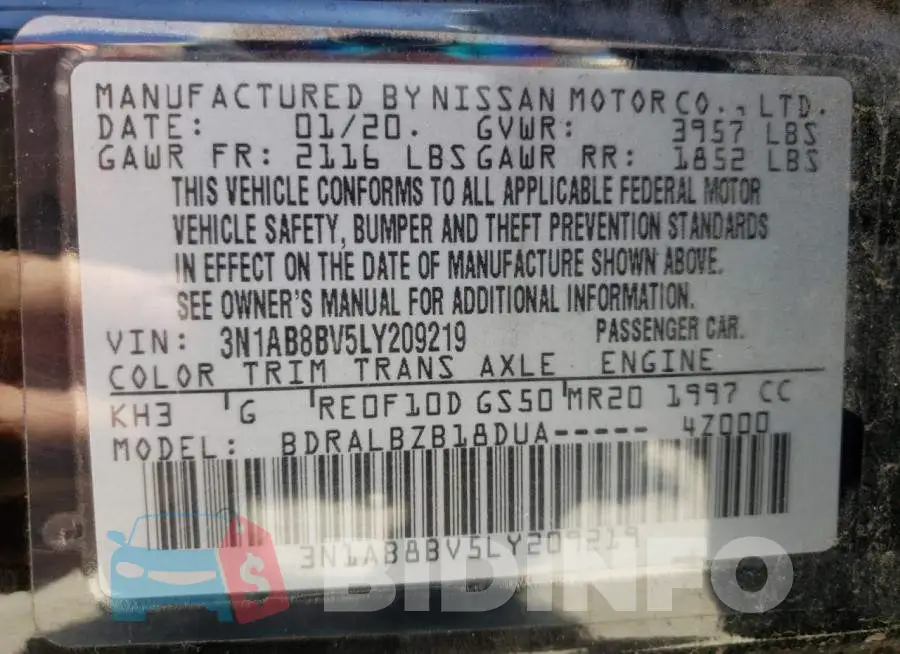 3N1AB8BV5LY209219 Photo# 10