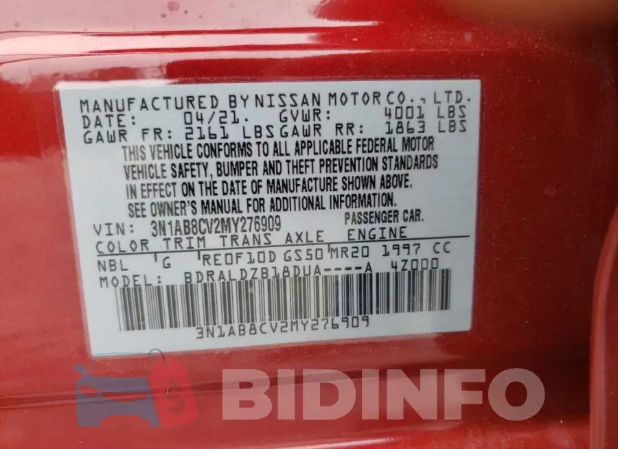 3N1AB8CV2MY276909 Photo# 10