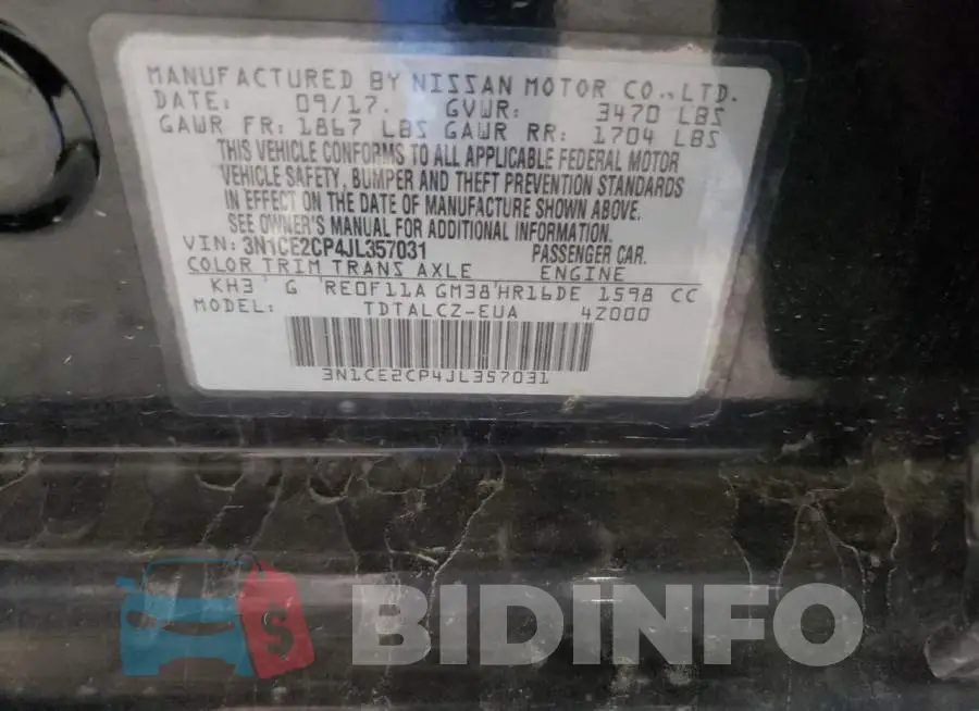 3N1CE2CP4JL357031 Photo# 10