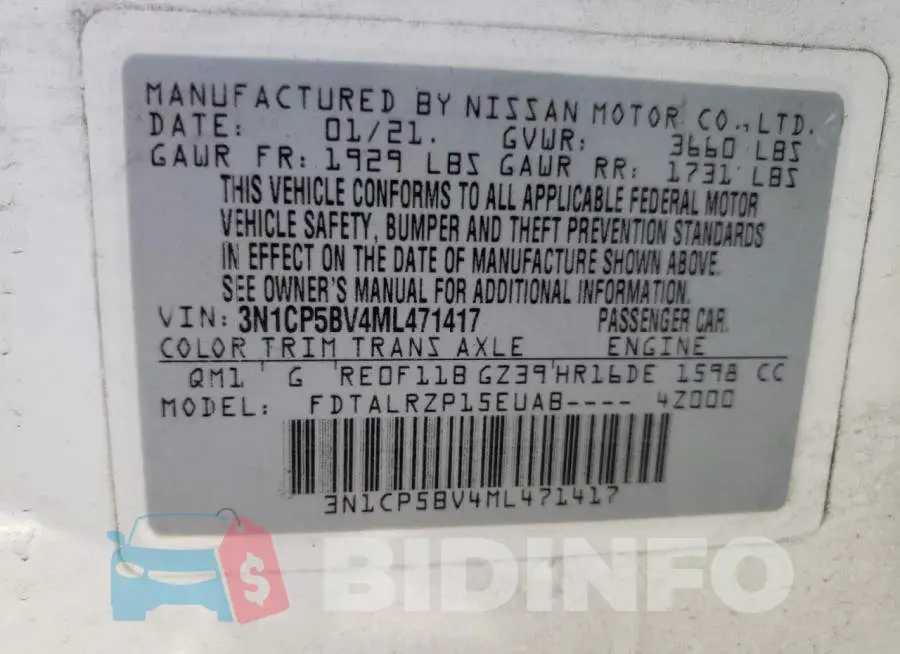 3N1CP5BV4ML471417 Photo# 10