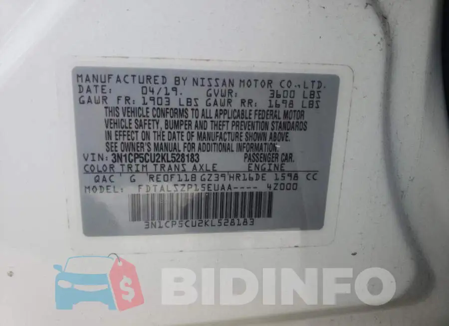 3N1CP5CU2KL528183 Photo# 10