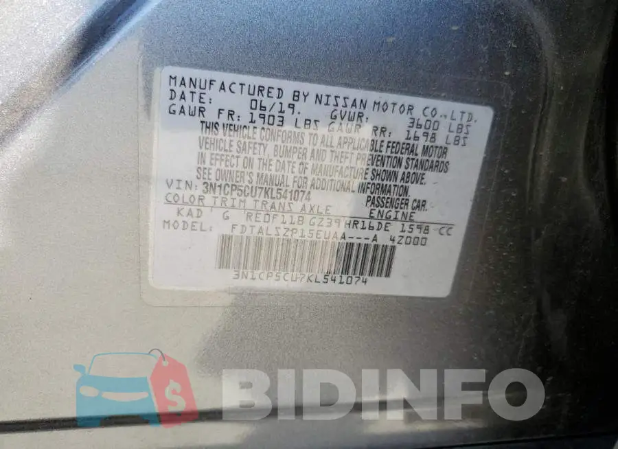 3N1CP5CU7KL541074 Photo# 10