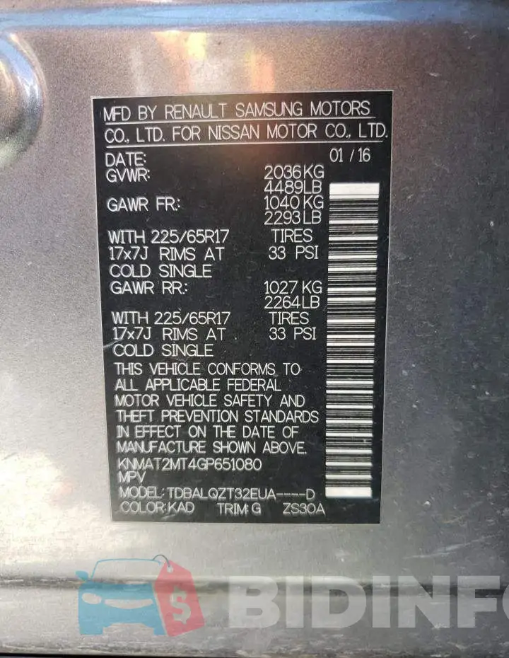 KNMAT2MT4GP651080 Photo# 10