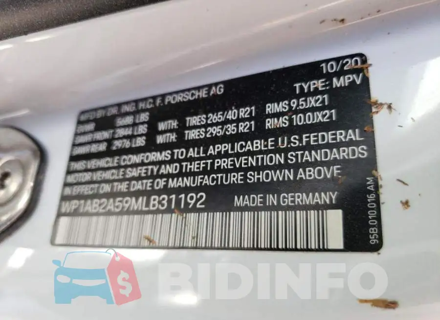 WP1AB2A59MLB31192 Photo# 10