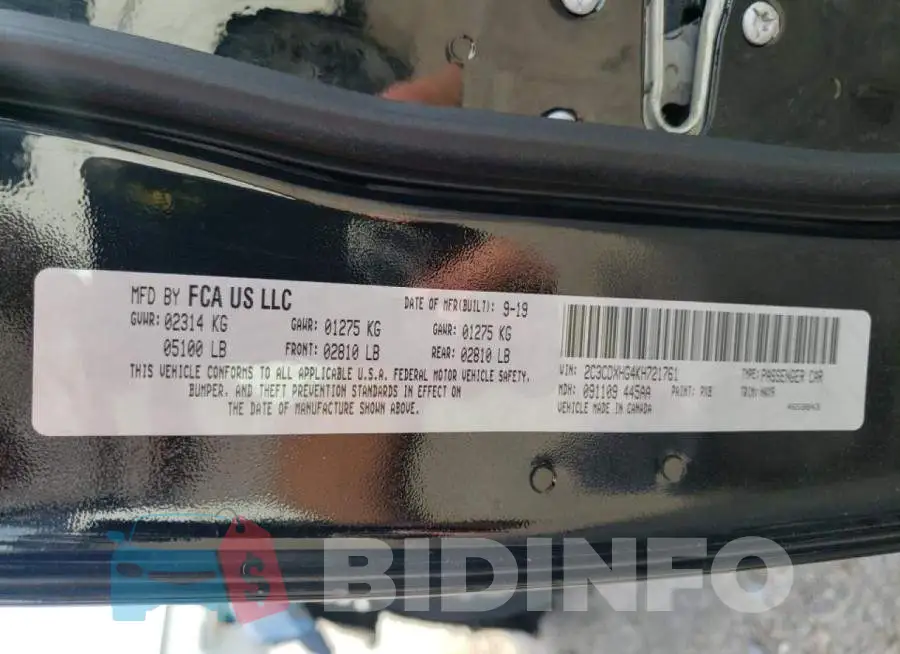 2C3CDXHG4KH721761 Photo# 10