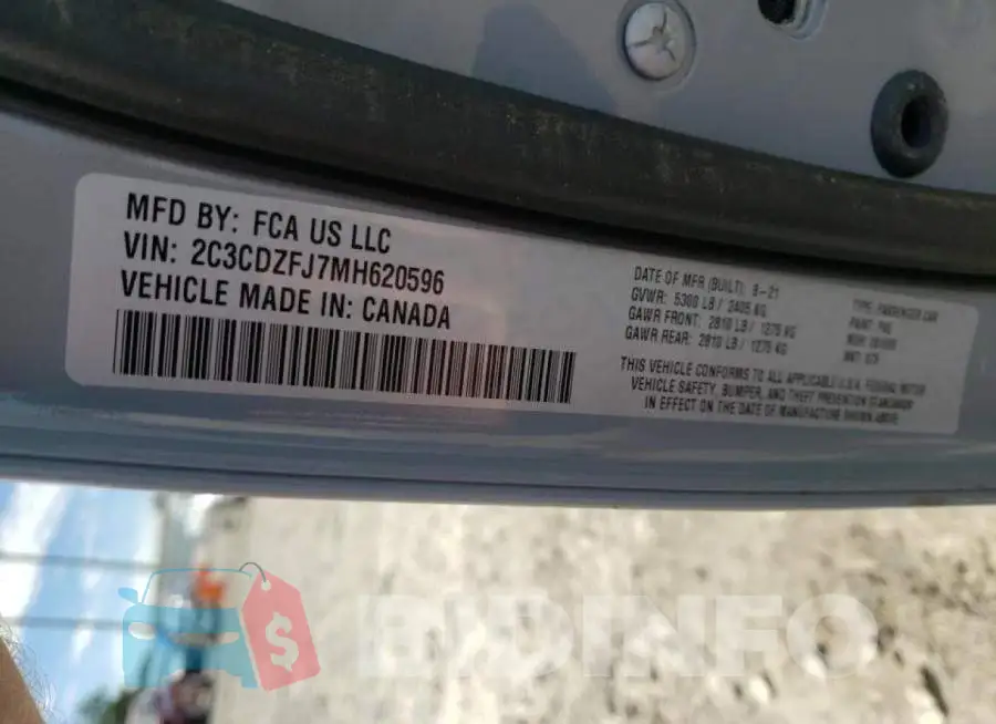 2C3CDZFJ7MH620596 Photo# 10