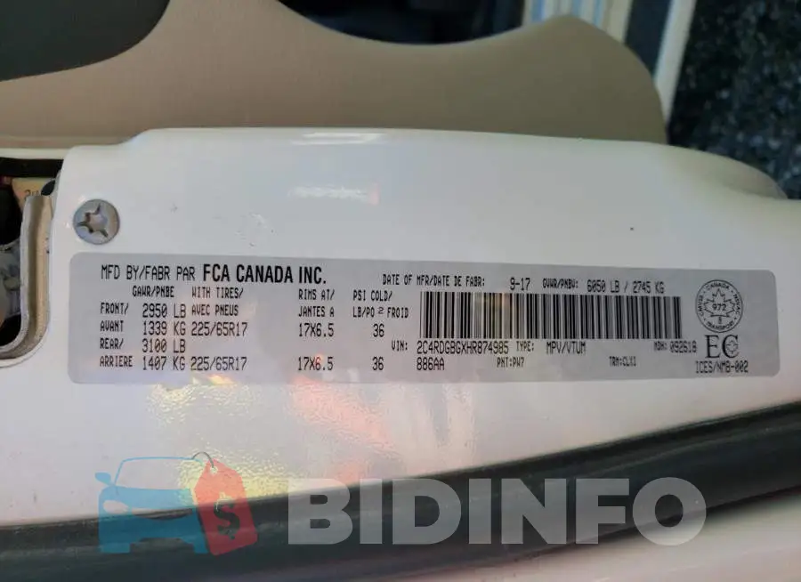 2C4RDGBGXHR874985 Photo# 10