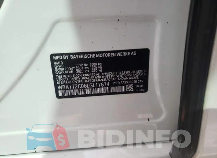 WBA7T2C06LGL17674 Photo# 10