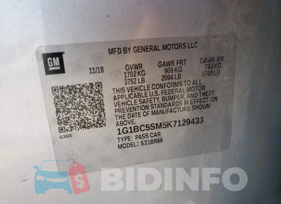 1G1BC5SM5K7129433 Photo# 10