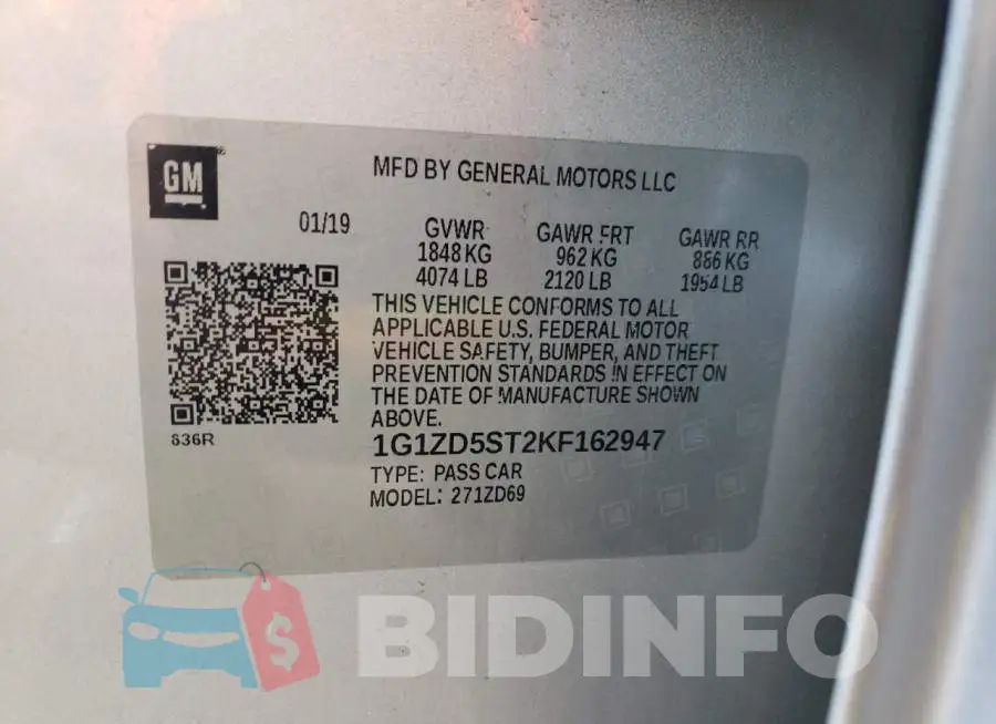 1G1ZD5ST2KF162947 Photo# 10