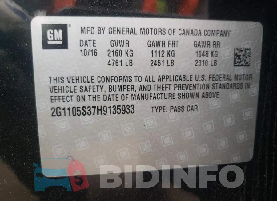 2G1105S37H9135933 Photo# 10