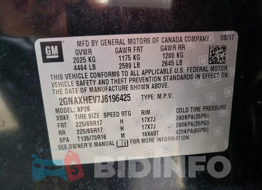 2GNAXHEV7J6196425 Photo# 10