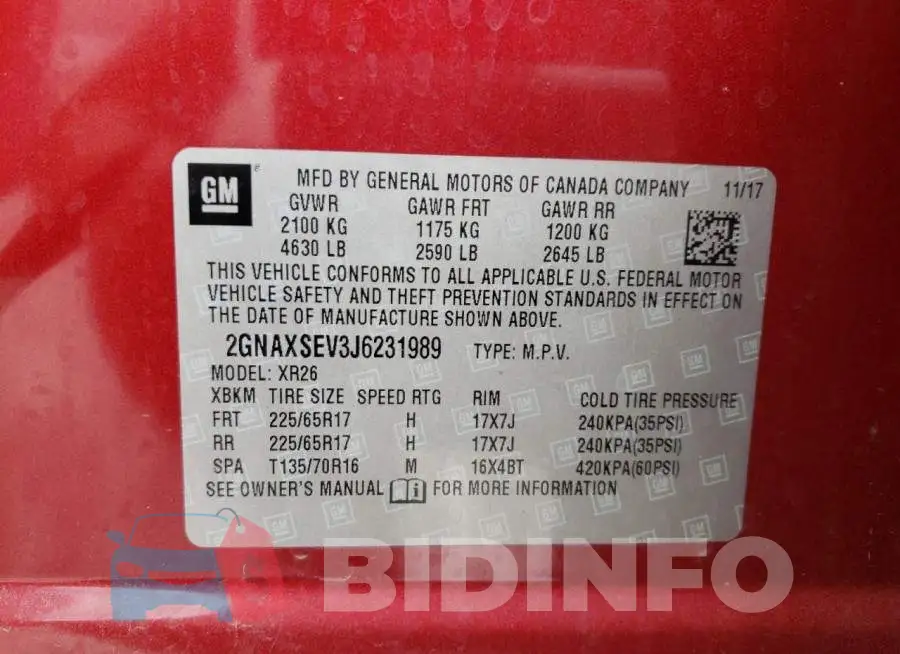 2GNAXSEV3J6231989 Photo# 10
