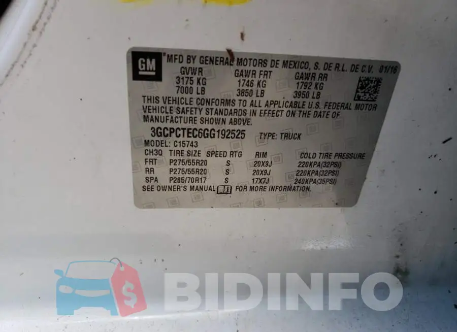3GCPCTEC6GG192525 Photo# 10