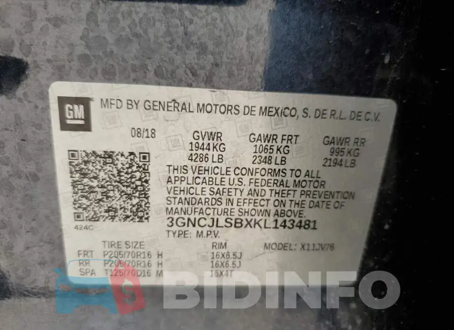 3GNCJLSBXKL143481 Photo# 10