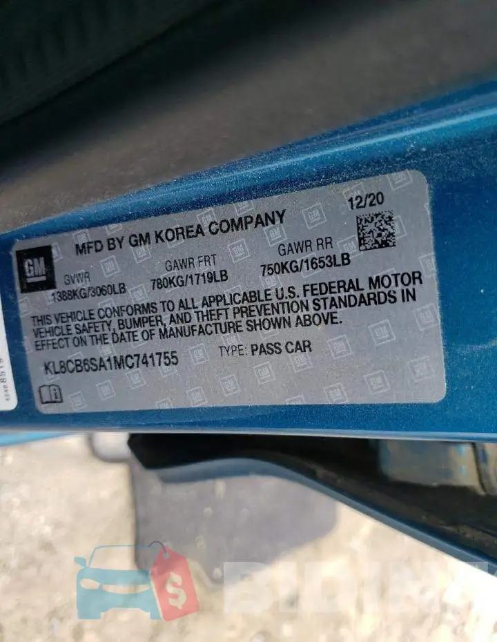 KL8CB6SA1MC741755 Photo# 10