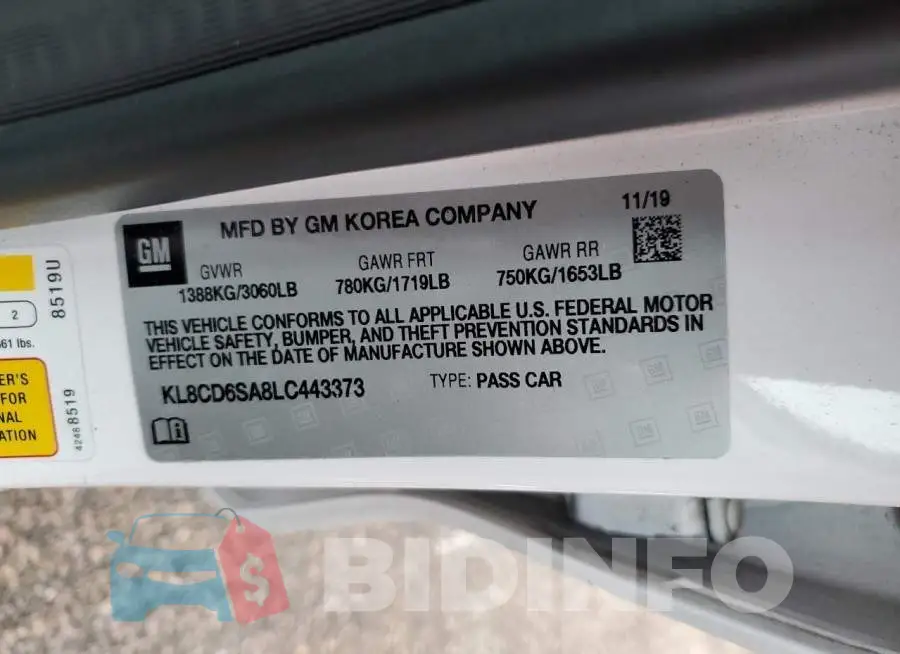 KL8CD6SA8LC443373 Photo# 10