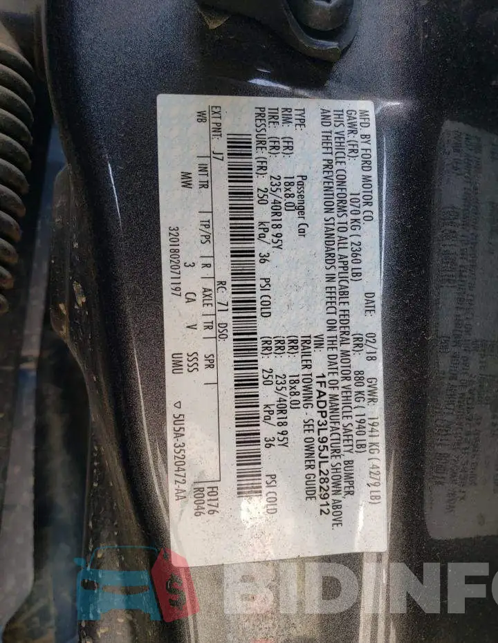 1FADP3L95JL282912 Photo# 10