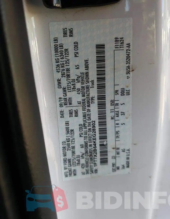 1FT7X2B64KEG28902 Photo# 10