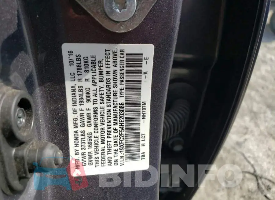 19XFC2F54HE203086 Photo# 10
