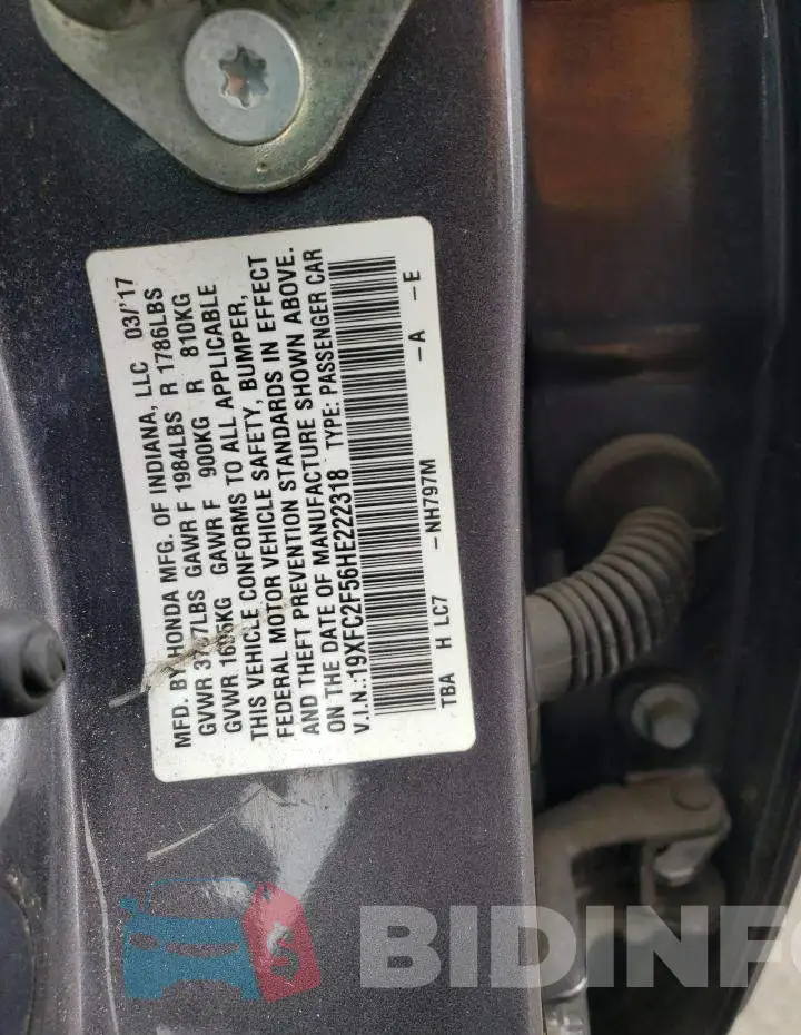 19XFC2F56HE222318 Photo# 10