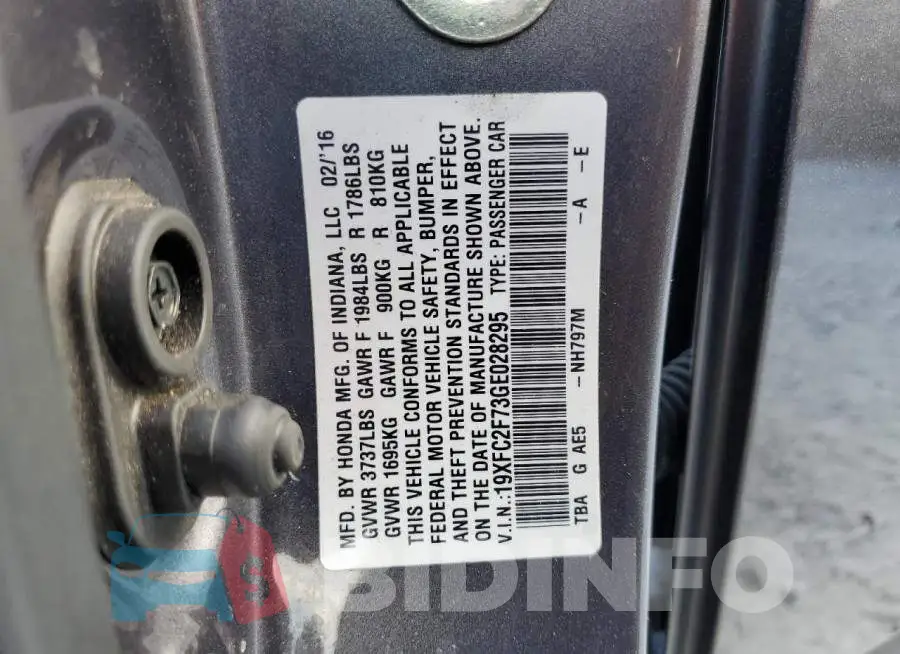 19XFC2F73GE028295 Photo# 10