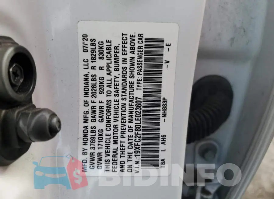 19XFC2F80LE023607 Photo# 10