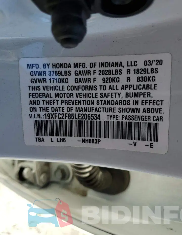 19XFC2F85LE206534 Photo# 10