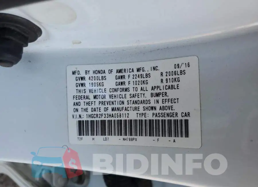 1HGCR2F33HA058112 Photo# 10