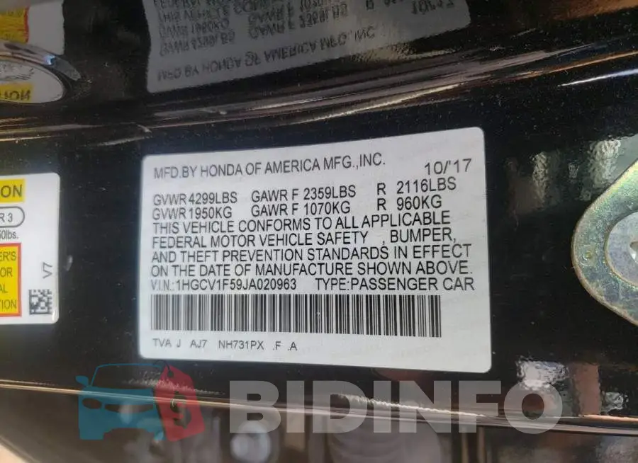 1HGCV1F59JA020963 Photo# 10