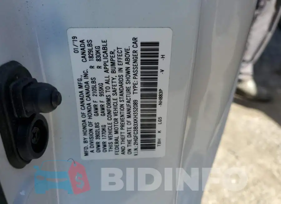 2HGFC3B3XKH352089 Photo# 10